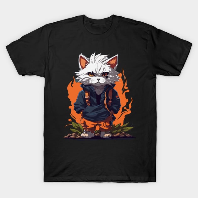 cat on fire T-Shirt by Lug